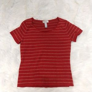 COVINGTON red gold stripe metallic Christmas tee